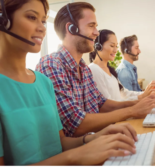Business team with headsets