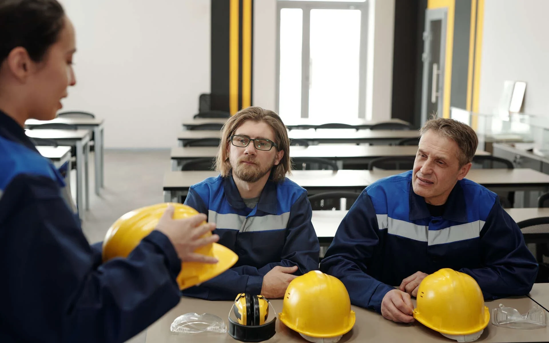 electricians in a meeting
