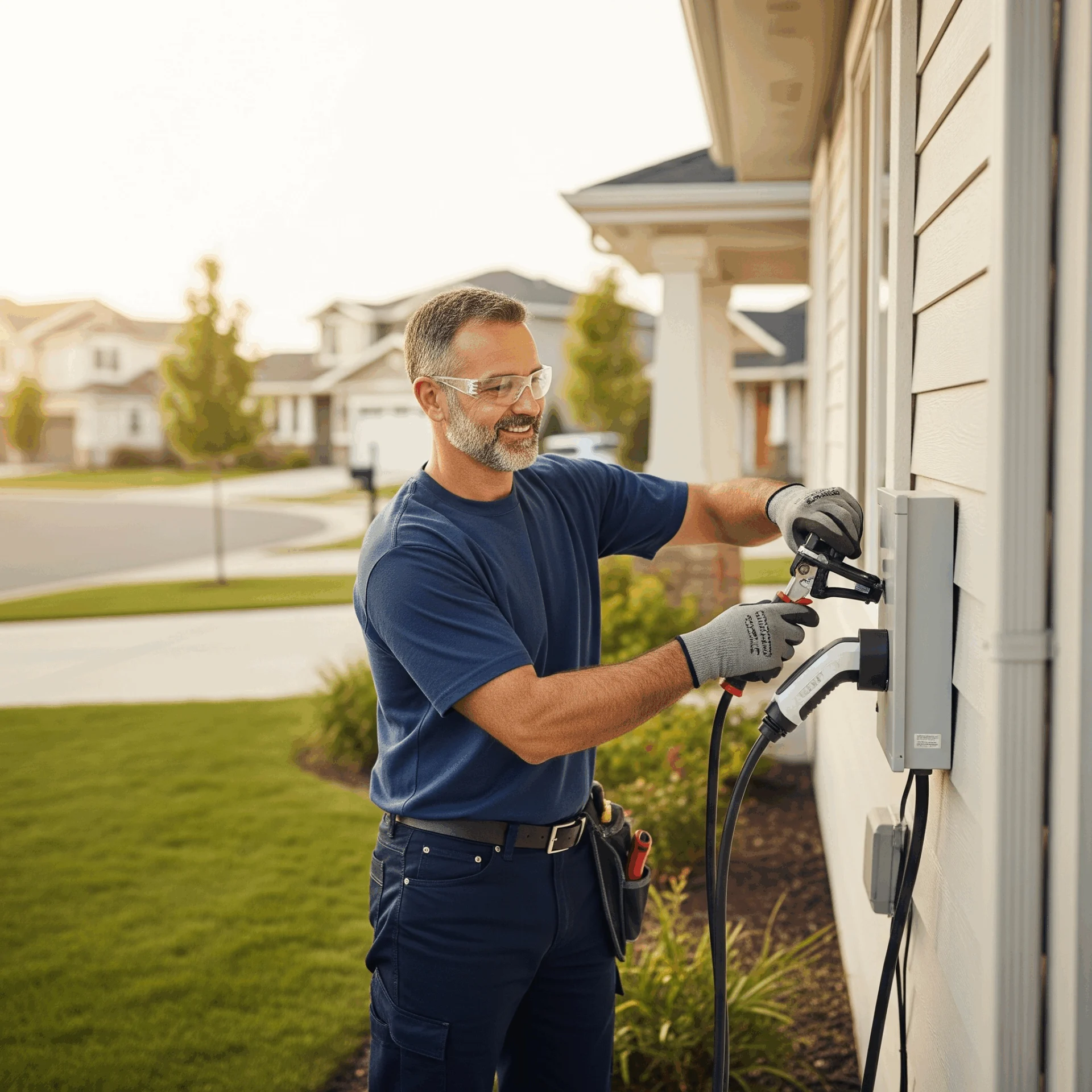 electrician installing ev residential
